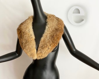Genuine Long Rabbit Fur Collar • Vintage 50s 60s 70s • Rockabilly Pin Up • Great for a Sweater Coat Jacket or wear as an accessory  