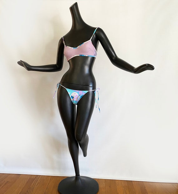 Vintage 90s Y2K Grafix Womens M Black Lace Bikini Briefs Panties