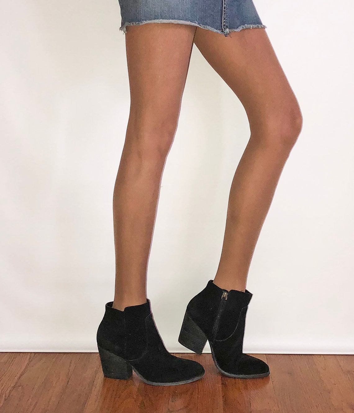 black bootie with block heel