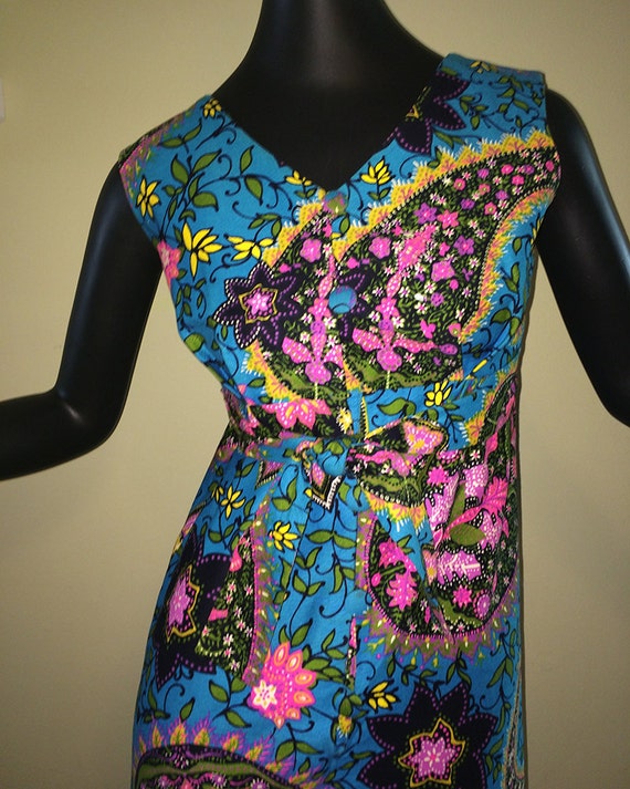 Giant Paisley MOD Vintage 60s 70s Hawaiian Maxi D… - image 4