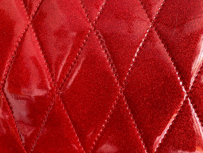 sac à main vintage 60s 70s Red Glitter Rockabilly Bowling Bag style Grand sac à main ou tote Bag w / Blue Tiki Hawaiian Barkcloth Lining image 3