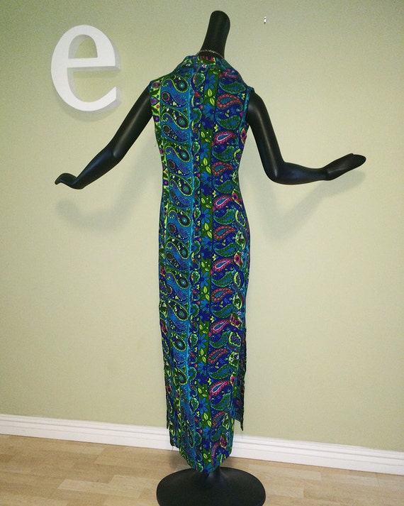 Vintage 60s 70s Hawaiian Maxi Dress 1960s 1970s Sleev… - Gem