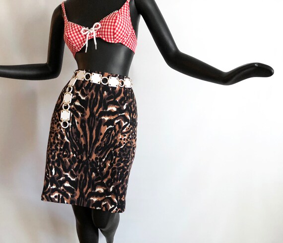 Vintage Leopard Mini Skirt | Rockabilly Pin Up Bo… - image 2
