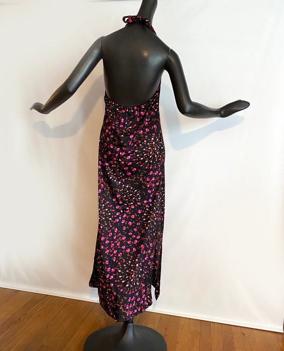 Size Large Vintage 70s Halter Maxi Dress • Black … - image 4