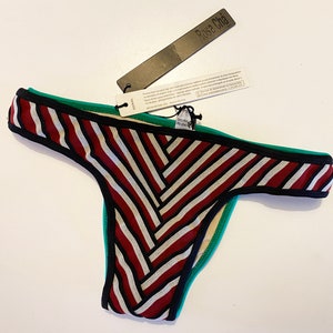 10 Rosa Chá Vintage 90s Brazilian Teeny Bikini BOTTOMS Elastic Bandage Herringbone Chevron NOS New Old Stock Deadstock Made in Brazil image 3