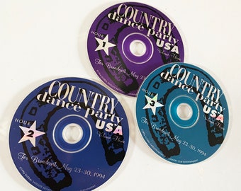 007) Radio Show CDs "Country Dance Party USA" Set of 3 | Rare! | 1994 | Syndicated Radio Show Actual Broadcast Discs | Various Artists