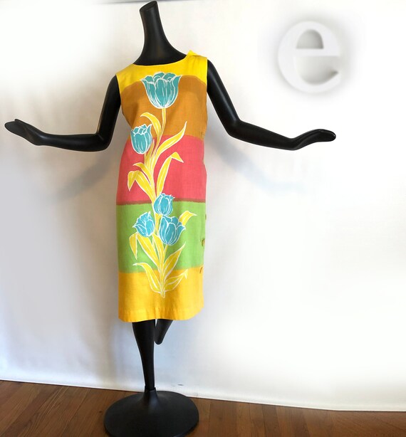 MOD Vintage 60s Shift Dress | Hippie Boho Twiggy Style Novelty 
