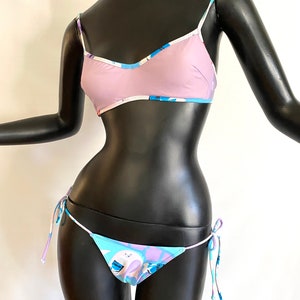 10 Rosa Chá Vintage 90s Brazilian Bikini Sexy Swimsuit String Tie Lavender Water Bottle NOS New Old Stock Deadstock Made in Brazil image 2