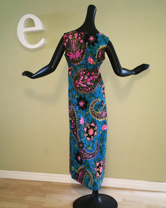 Giant Paisley MOD Vintage 60s 70s Hawaiian Maxi D… - image 3