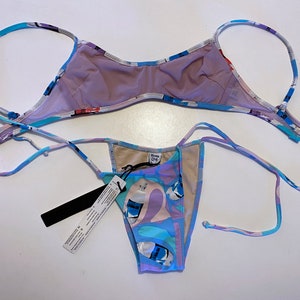 10 Rosa Chá Vintage 90s Brazilian Bikini Sexy Swimsuit String Tie Lavender Water Bottle NOS New Old Stock Deadstock Made in Brazil image 7