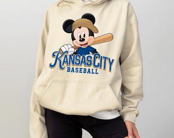 Retro Mickey Kansas City Baseball Sweatshirt and Hoodie, Mickey Royal Sweatshirt, Comfort Colors® KC Baseball Shirt, Kansas City Baseball