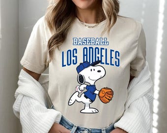 Baseball Los Angeles Shirt or Sweatshirt, Cartoon Baseball Dog Tee, Pitcher Graphic Shirt, Blue Sports Fan Tee, Unisex Baseball T-Shirt