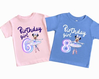 Ballerina Birthday Minnie Custom Shirt, Custom Age Birthday Girl Sweatshirt, Ballet Minnie Style Tee, Personalized Birthday Shirt for Girls
