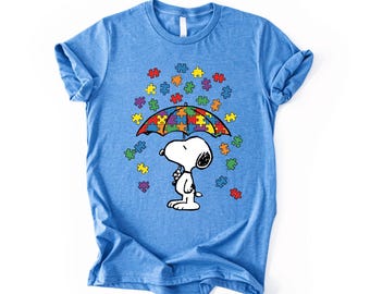Autism Awareness Puzzle Umbrella Dog Shirt, Neurodiversity Support Tee, Colorful Puzzle Piece Shirt, April Awareness Shirt, Inclusive Shirt