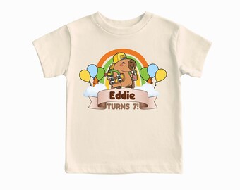 Boy Custom Capybara Birthday Shirt for Kids, Skate Capybara Personalized Name Age Tee, Boys Birthday Outfit, Skateboard Party Sweatshirt