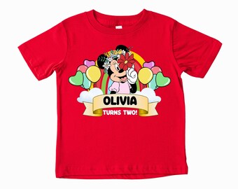 Minnie Birthday Girl Shirt or Sweatshirt, Custom Name Age Minnie Outfit, Minnie Party Shirt, Personalized Kids Birthday Tee