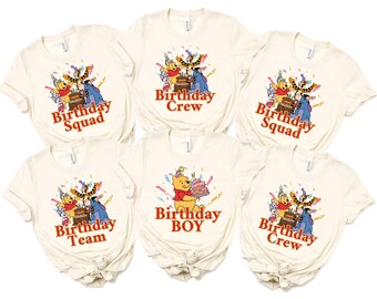 Winnie The Pooh Disney Birthday Boy Family Bundle Shirt, Winnie Pooh Birthday Crew Shirt, Kids Birthday Tee, Matching Family Birthday Outfit