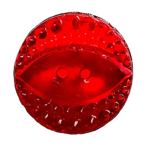 ¡Guau! Botón antiguo Art Déco de cristal rojo para coser, con diseño de baya y ojo de pez.