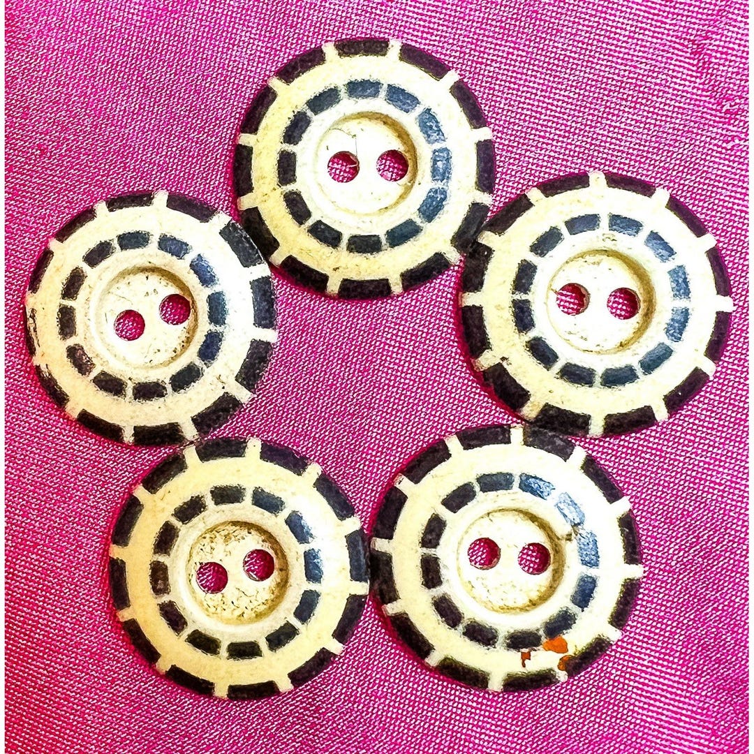 Button Guide Stencil Set of 5 Antique Vintage Aluminum Button Stencil Sun Sew Thru Black ...