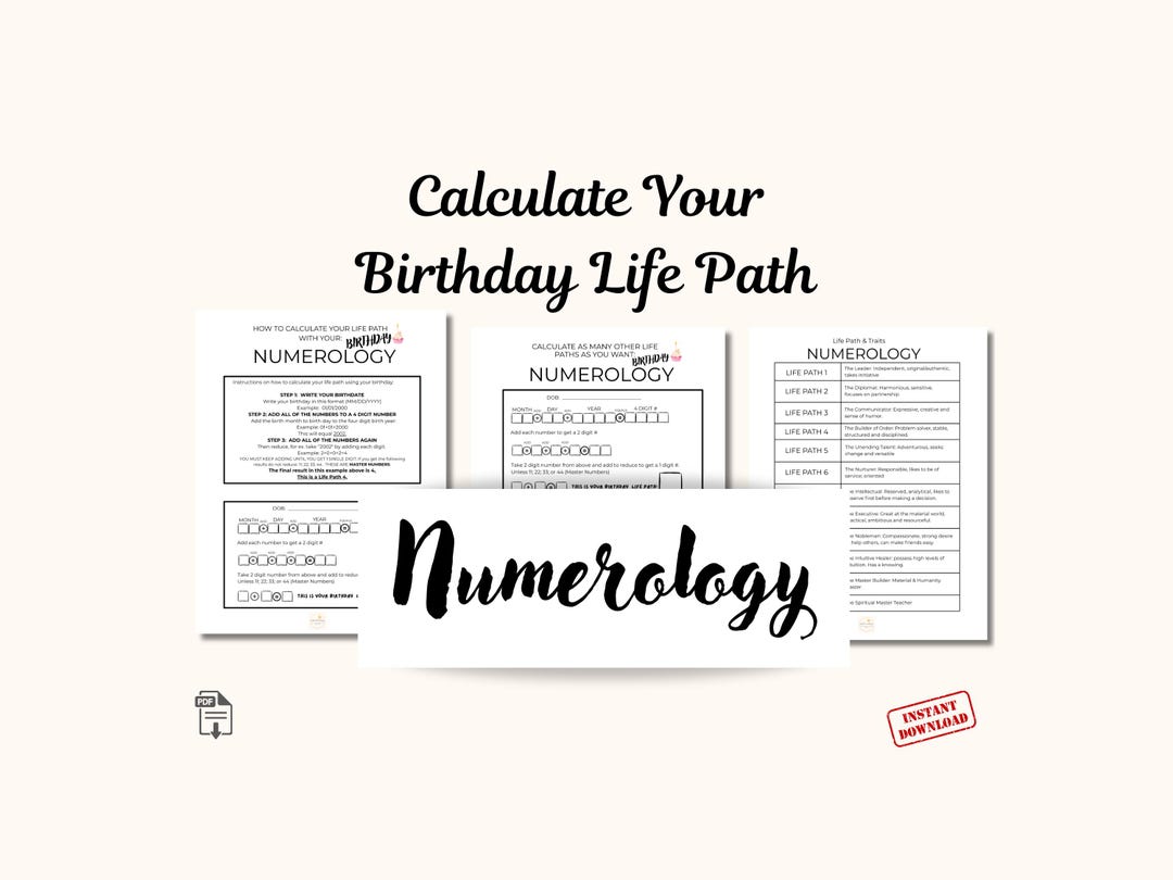 Numerology Life Path Worksheet – Digital Download Printable PDF A Great ...