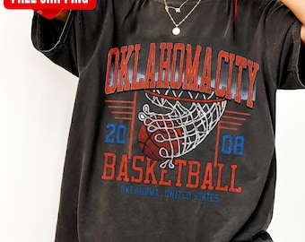 Vintage O.K.C Basketball Oklahoma Shirt for her, Cute Trendy Oklahoma Champion , Game Day T Shirt, Gift for O.K.C Basketball Fan Gift