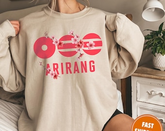 Arirang Sweatshirt Korean Folk Song Sweatshirt , ARIRANG Floral Merch, Cherry Blossom Gift for Kpop Fans, Unisex Kpop Sweatshirt