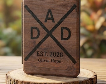 Funda Kindle personalizada de imitación madera, regalo del Día del Padre, regalo de Navidad para papá, regalo para esposo, regalo de los hijos para papá, regalo de cumpleaños para papá, regalo para abuelo