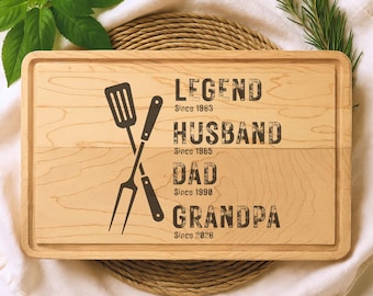 Tabla de cortar para barbacoa grabada personalizada, regalo personalizado para el Día del Padre, regalo para el abuelo, regalo de cumpleaños para el abuelo, regalo para papá
