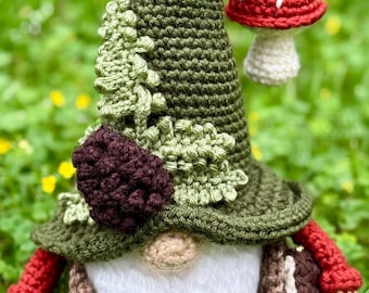 Crochet Forest Gnome Librarian Holding Book | Handmade Woodland Plush, Cottagecore Decor, Book Lover Gift