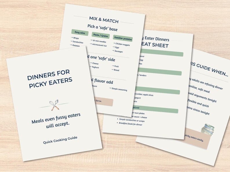 Picky Eater Dinner Ideas Printable | Easy Family Meals Kids Will Eat - Etsy