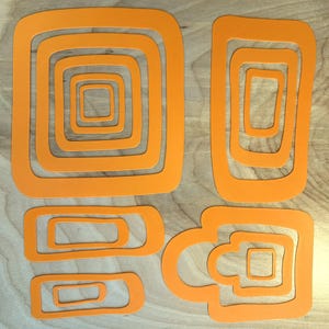 Gel Plate Stencils set of 15 Geometric rectangles - 0.024 in (paper thin) - reusable Ideal for Gel Plate Printing.