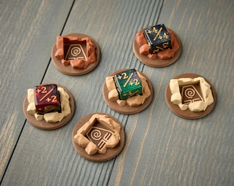 6x MTG Earthbending Dice Counter Markers (Brown Base) - Avatar Magic +1/+1