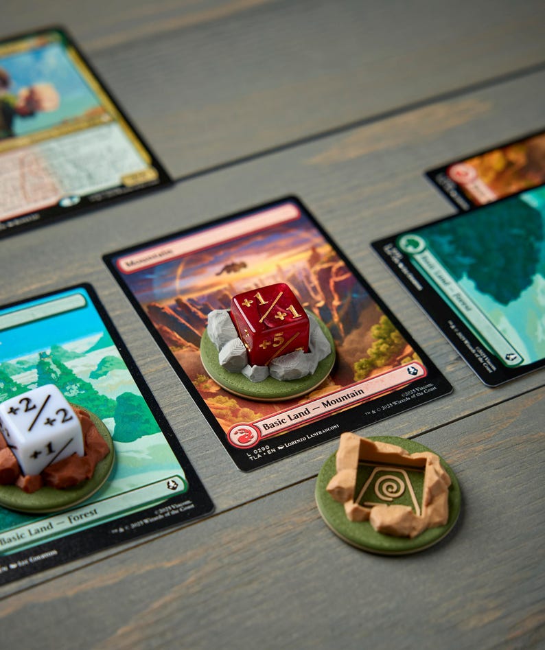 MTG Earthbending Dice Counter Markers (Green Base) - Avatar Magic +1/+1 image 3