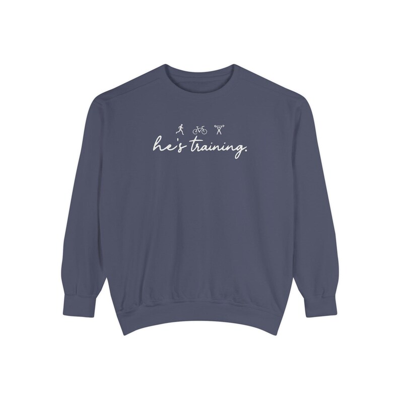 He's Training Sweatshirt, Marathon Wife Sweatshirt, Triathlon Wife Crewneck, Running Wife Gift, Ironman Wife Shirt, Race Day Sweatshirt image 6