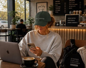 He's Training Embroidered Hat | Running Wife Hat | Marathon Wife Gift | Ironman Wife Hat | HYROX Wife Cap | Endurance Athlete Wife