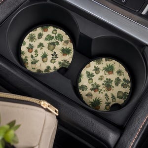 Botanical Car Coasters | Houseplant Car Accessories | Plant Lover Gift | The Greenhouse Collection | Monstera Car Coasters