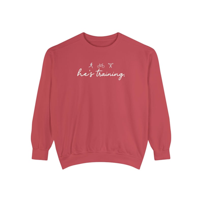 He's Training Sweatshirt, Marathon Wife Sweatshirt, Triathlon Wife Crewneck, Running Wife Gift, Ironman Wife Shirt, Race Day Sweatshirt image 8