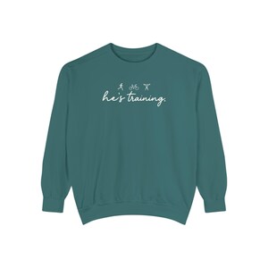 He's Training Sweatshirt, Marathon Wife Sweatshirt, Triathlon Wife Crewneck, Running Wife Gift, Ironman Wife Shirt, Race Day Sweatshirt image 4