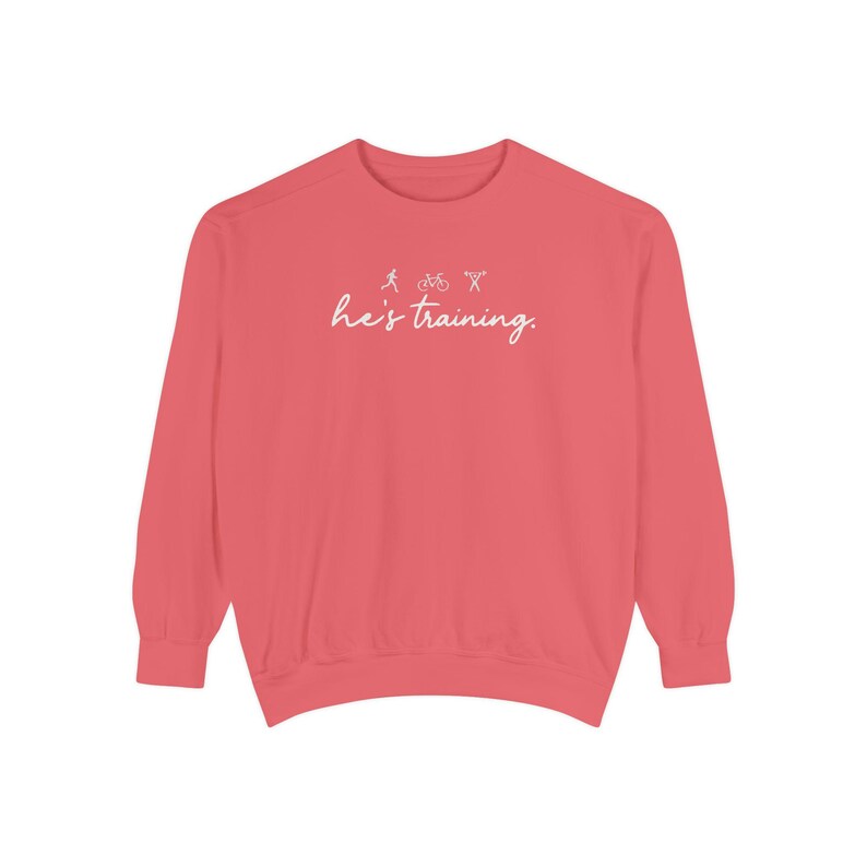 He's Training Sweatshirt, Marathon Wife Sweatshirt, Triathlon Wife Crewneck, Running Wife Gift, Ironman Wife Shirt, Race Day Sweatshirt image 7
