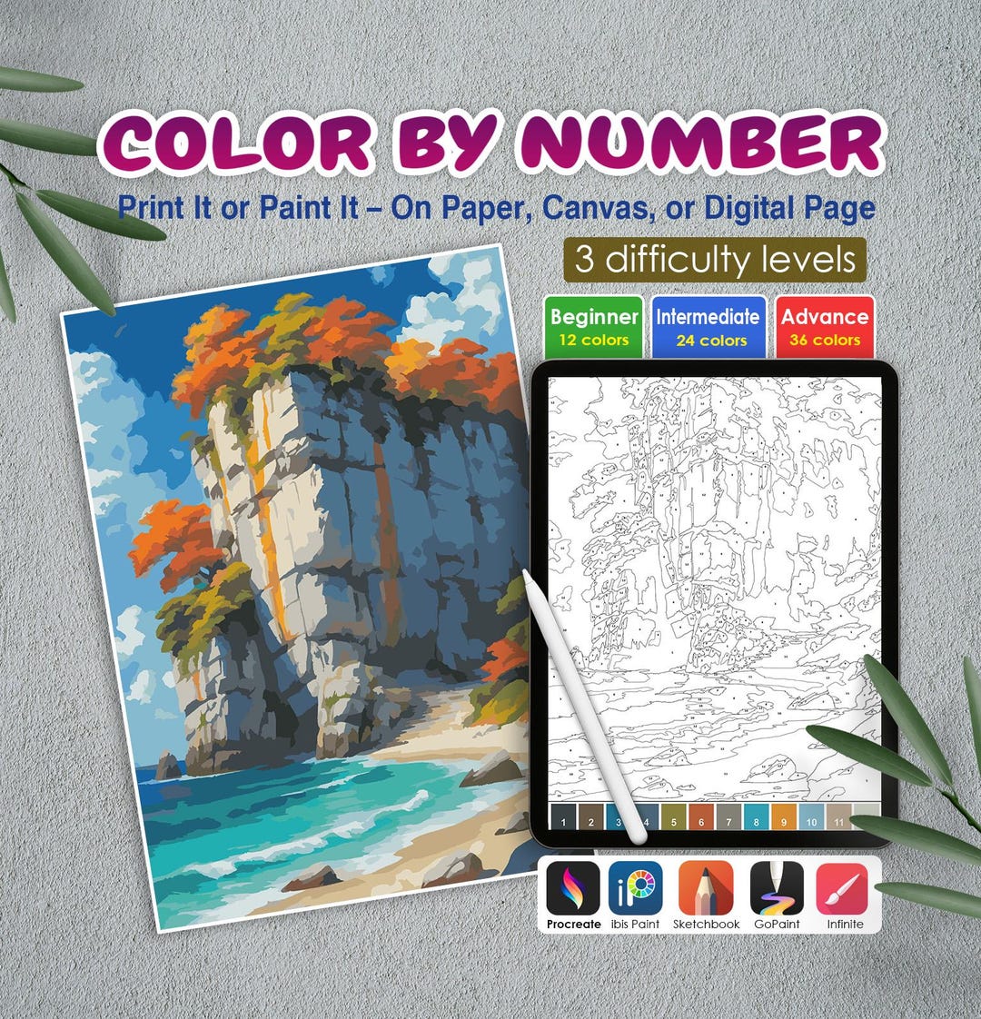 Color by Number Printable | Nature Paint by Numbers Digital Download ...