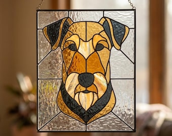Airedale Terrier Stained Glass Pattern • Dog Breeds Face Template • Numbered Pattern