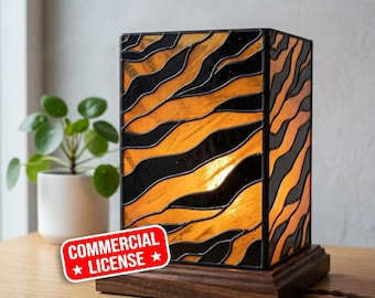 Modello per lampada a vetrata con motivo a pelle di tigre, sagoma per lanterna