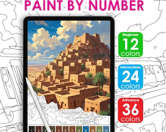 Color by Number Printable | Nature Paint by Numbers Digital Download | Procreate Coloring Page