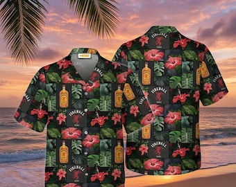 Fireball Tropical Hibiscus Flower Hawaiian Shirt, Summer Vacation Outfit, Beach Button Up, Guys Trip Gift