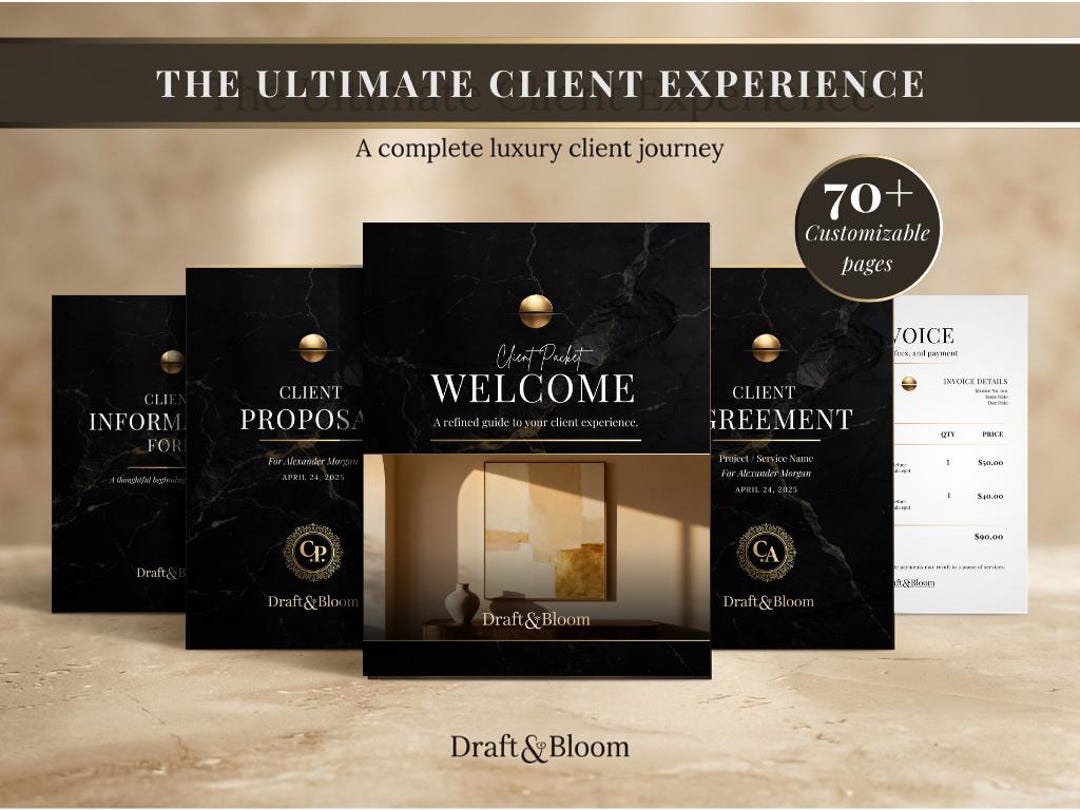 The Ultimate Client Experience System | Luxury Black Marble Canva ...