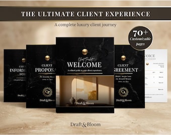 The Ultimate Client Experience System | Luxury Black Marble Canva Template