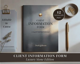 Client Information Form | Luxury Stone Canva Template