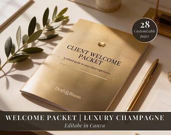Client Welcome Packet | Luxury Champagne Canva Template