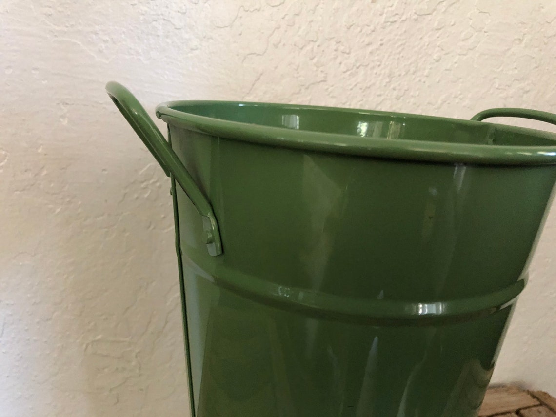 Industrial Green Metal Bucket Etsy