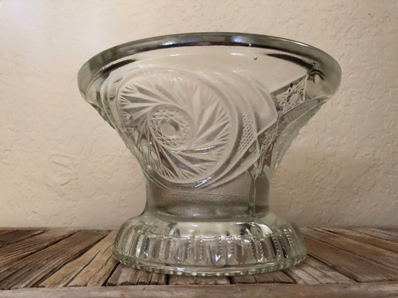 Vintage Cut Glass Pedestal Serving Bowl